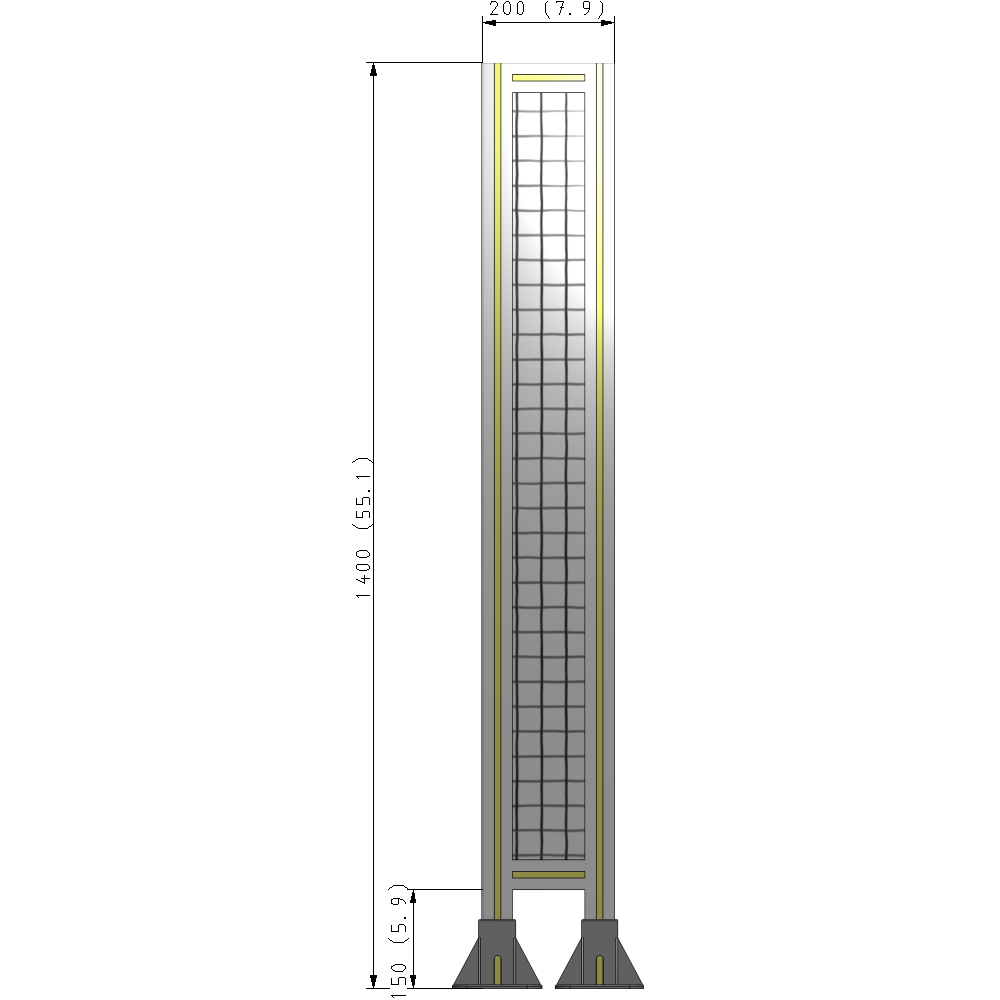 A3-1400-0200-0150-ZYMFA SINGLE PANEL-LEG ON BOTH SIDES 1400MM X 200MM 1" MESH, FULLY ASSEMBLED