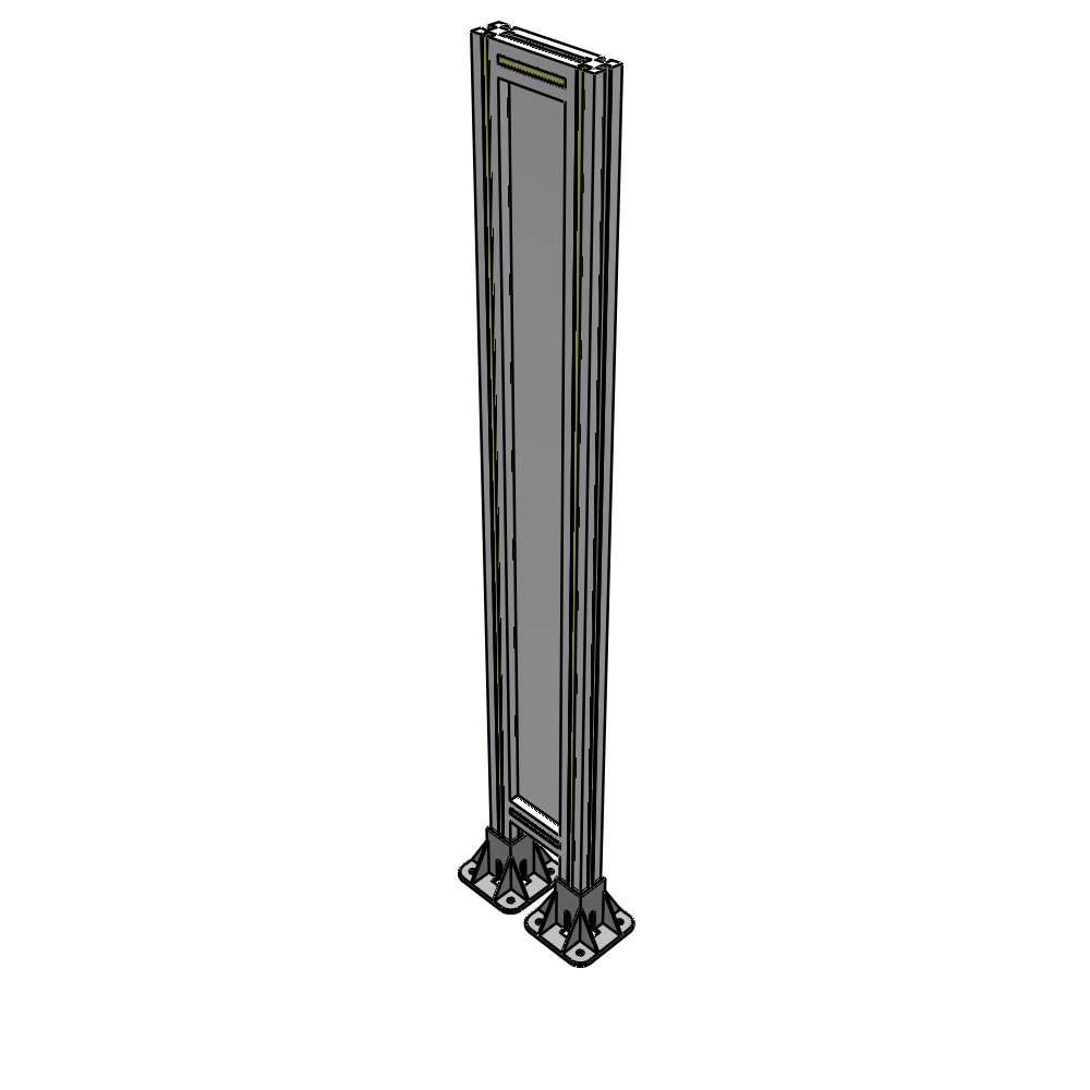 A3-1400-0200-0150-ZYPFK SINGLE PANEL-LEG ON BOTH SIDES 1400MM X 200MM 1/4" POLYCARBONATE, AS A KIT
