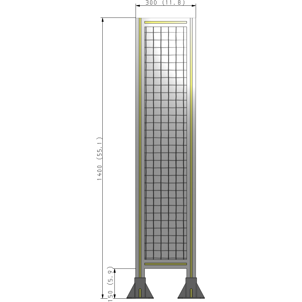 A3-1400-0300-0150-ZYMFA SINGLE PANEL-LEG ON BOTH SIDES 1400MM X 300MM 1" MESH, FULLY ASSEMBLED