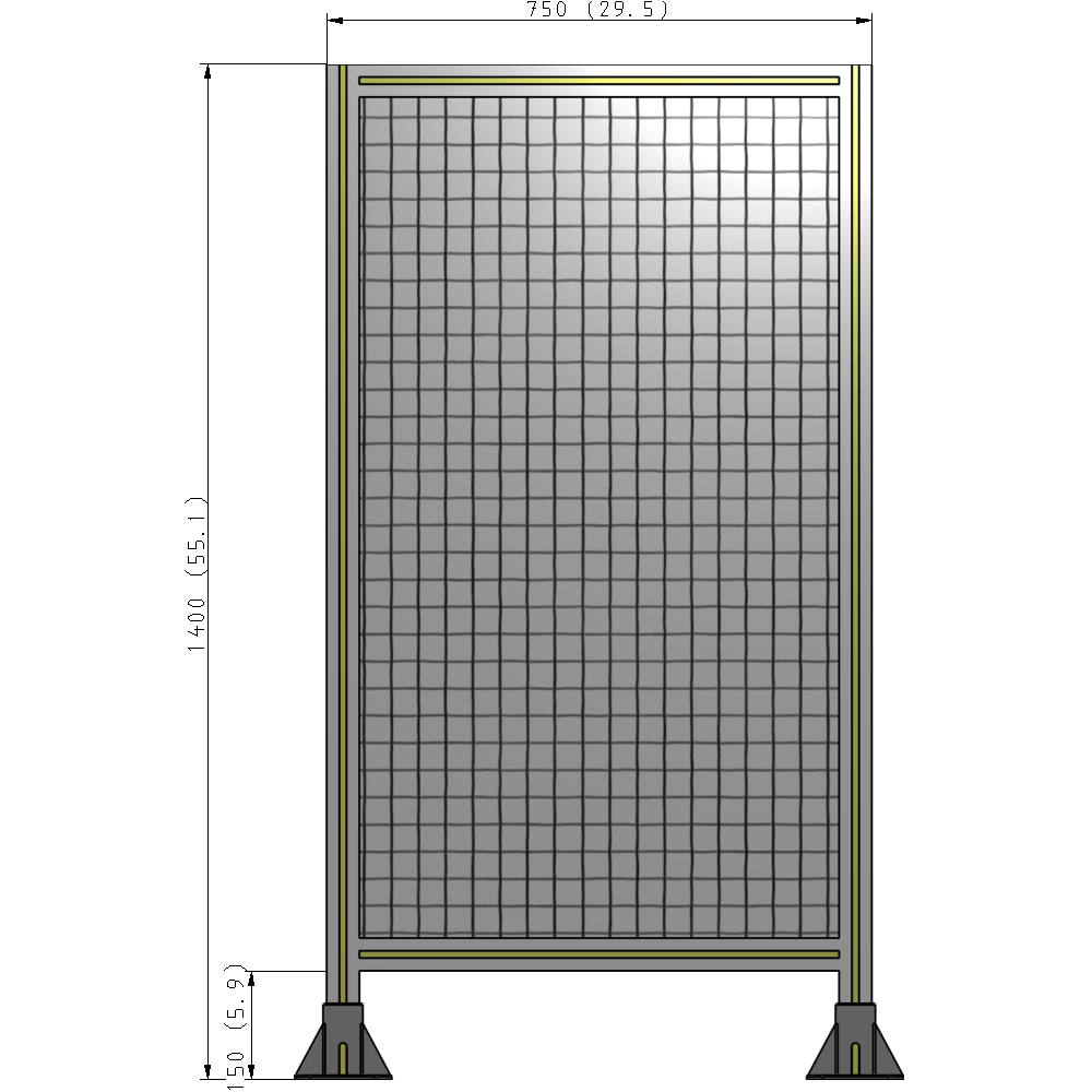 A3-1400-0750-0150-ZYMFK SINGLE PANEL-LEG ON BOTH SIDES 1400MM X 750MM 1" MESH, AS A KIT