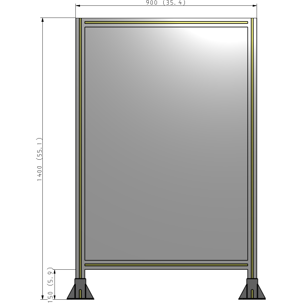 A3-1400-0900-0150-ZYPFK SINGLE PANEL-LEG ON BOTH SIDES 1400MM X 900MM 1/4" POLYCARBONATE, AS A KIT