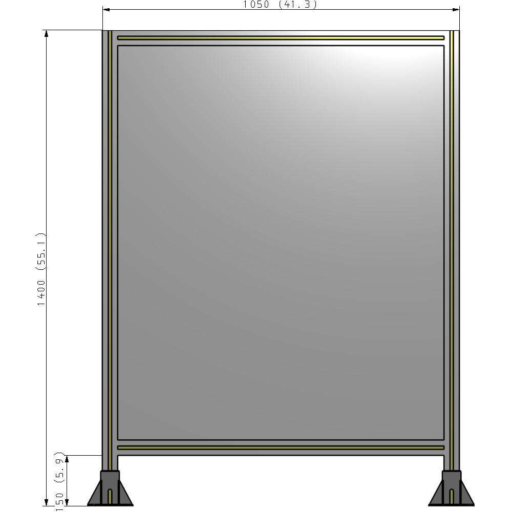 A3-1400-1050-0150-ZYPFK SINGLE PANEL-LEG ON BOTH SIDES 1400MM X 1050MM 1/4" POLYCARBONATE, AS A KIT