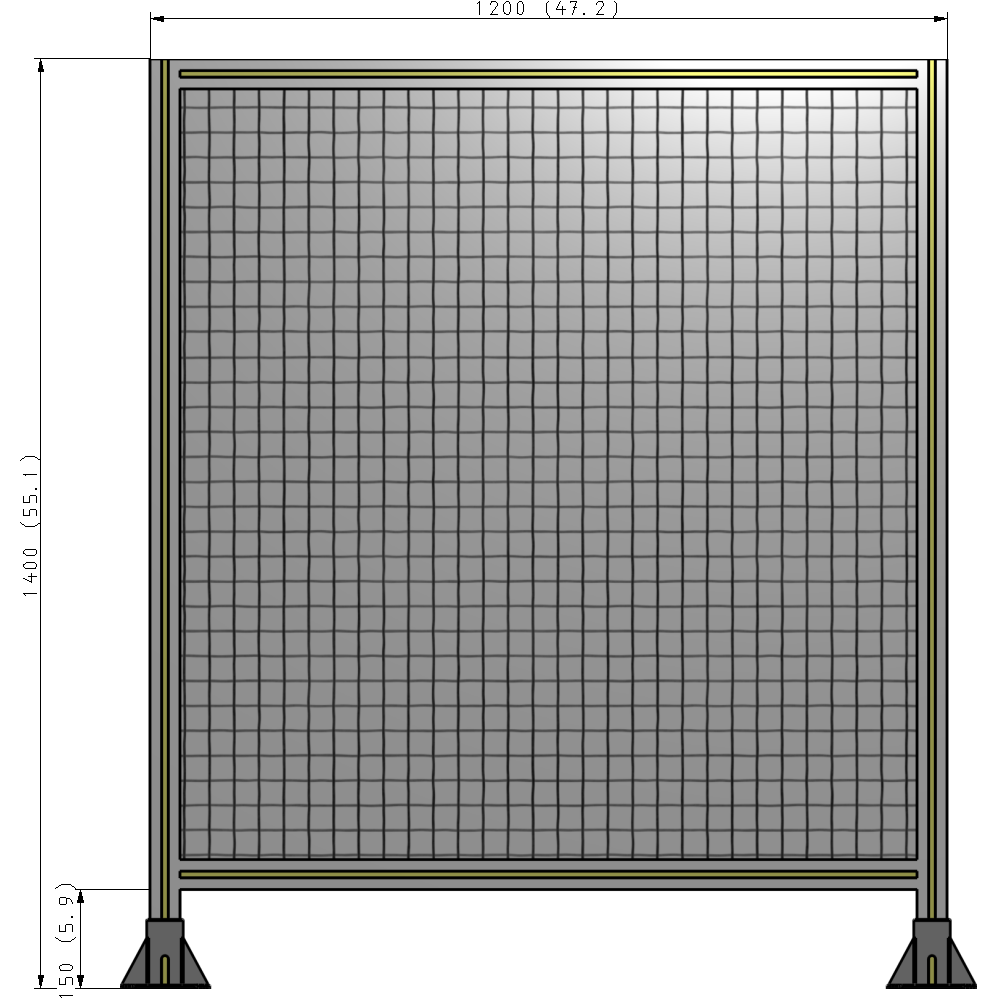 A3-1400-1200-0150-ZYMFA SINGLE PANEL-LEG ON BOTH SIDES 1400MM X 1200MM 1" MESH, FULLY ASSEMBLED