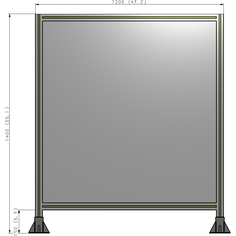 A3-1400-1200-0150-ZYPFK SINGLE PANEL-LEG ON BOTH SIDES 1400MM X 1200MM 1/4" POLYCARBONATE, AS A KIT