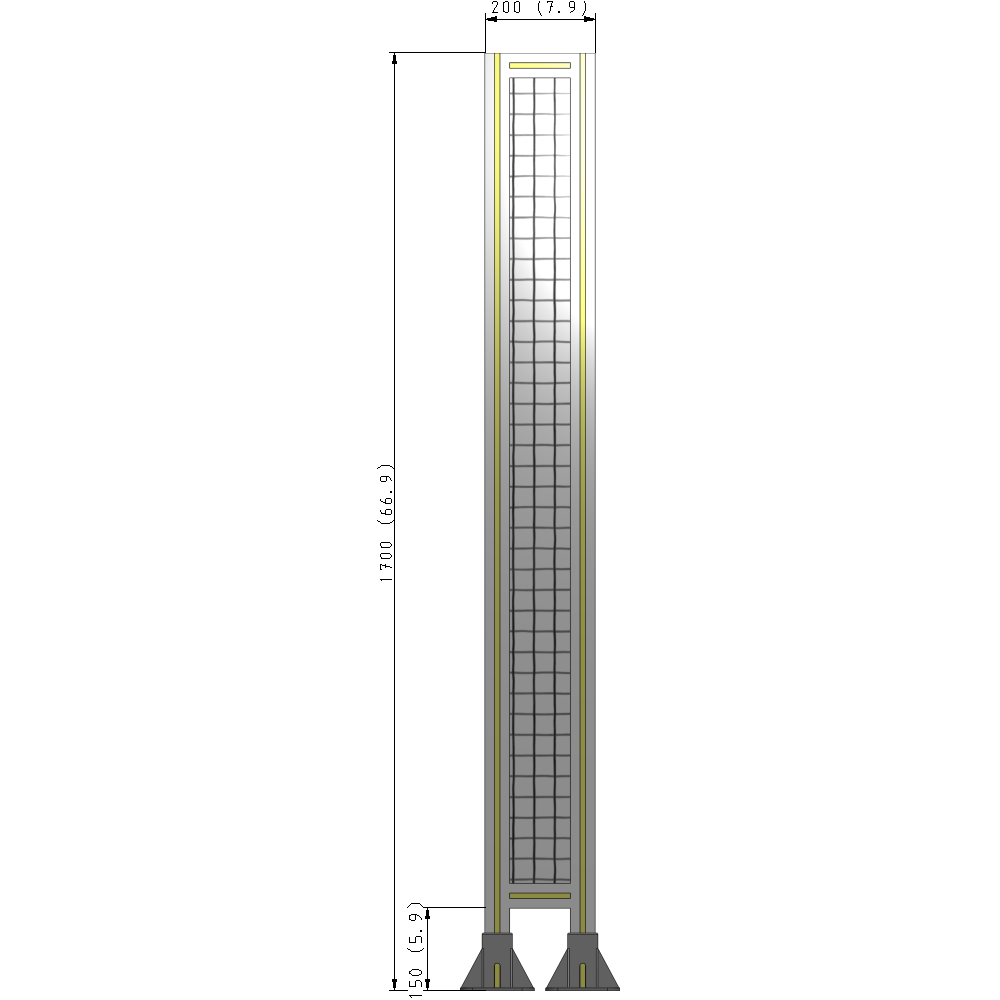 A3-1700-0200-0150-ZYMFK SINGLE PANEL-LEG ON  BOTH SIDES  1700MM X 200MM  1" MESH, AS A KIT