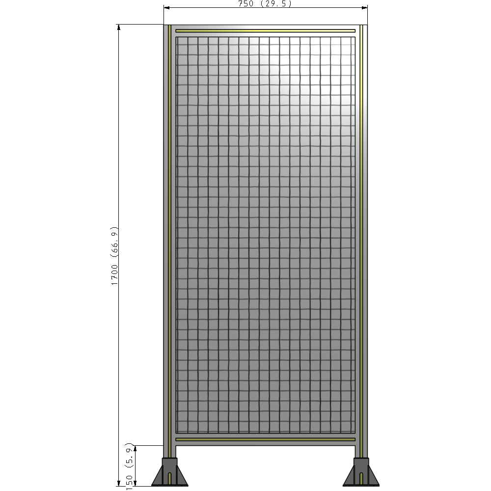 A3-1700-0750-0150-ZYMFK SINGLE PANEL-LEG ON BOTH SIDES 1700MM X 750MM 1" MESH, AS A KIT