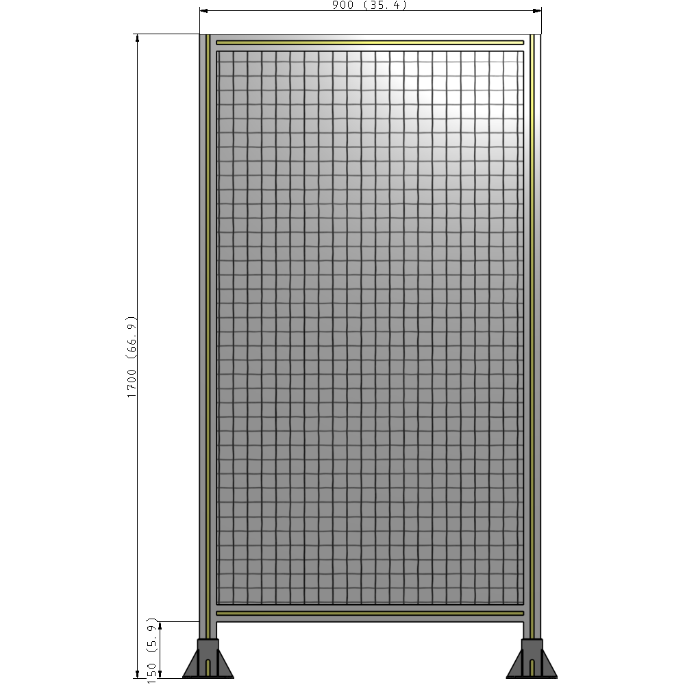 A3-1700-0900-0150-ZYMFA SINGLE PANEL-LEG ON BOTH SIDES 1700MM X 900MM 1" MESH, FULLY ASSEMBLED