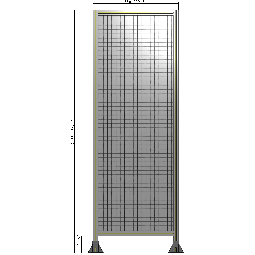 A3-2135-0750-0150-ZYMFK SINGLE PANEL-LEG ON BOTH SIDES 2135MM X 750MM 1" MESH, AS A KIT