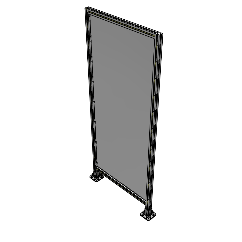A3-2135-0900-0150-ZYPFA SINGLE PANEL-LEG ON BOTH SIDES 2135MM X 900MM 1/4" POLYCARBONATE, FULLY ASSEMBLED