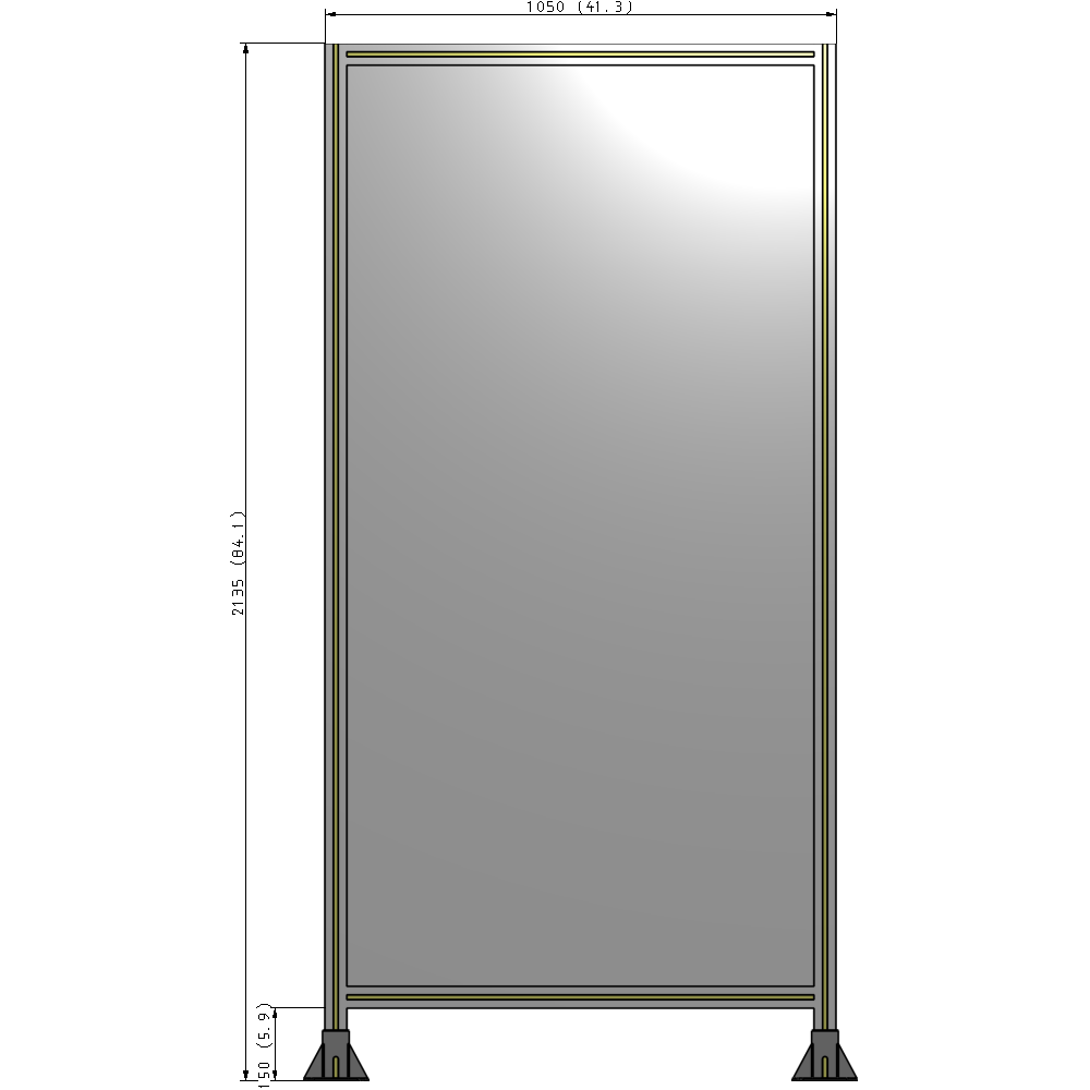A3-2135-1050-0150-ZYPFK SINGLE PANEL-LEG ON  BOTH SIDES  2135MM X 1050MM  1/4" POLYCARBONATE, AS A KIT