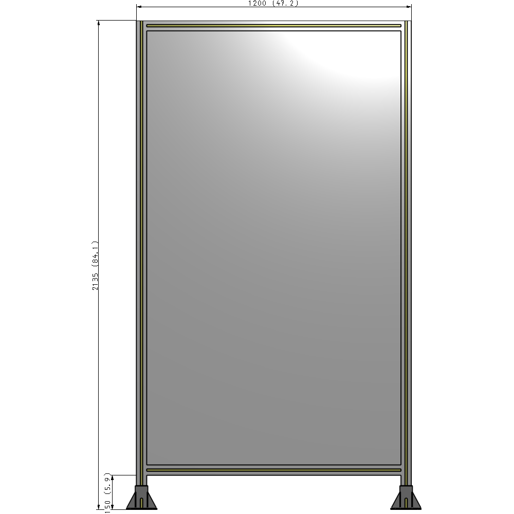 A3-2135-1200-0150-ZYPFK SINGLE PANEL-LEG ON BOTH SIDES 2135MM X 1200MM 1/4" POLYCARBONATE, AS A KIT