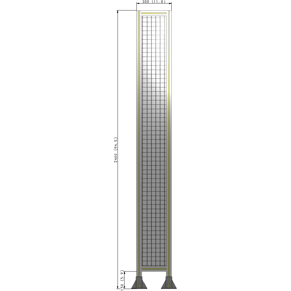 A3-2400-0300-0150-ZYMFK SINGLE PANEL-LEG ON  BOTH SIDES  2400MM X 300MM  1" MESH, AS A KIT