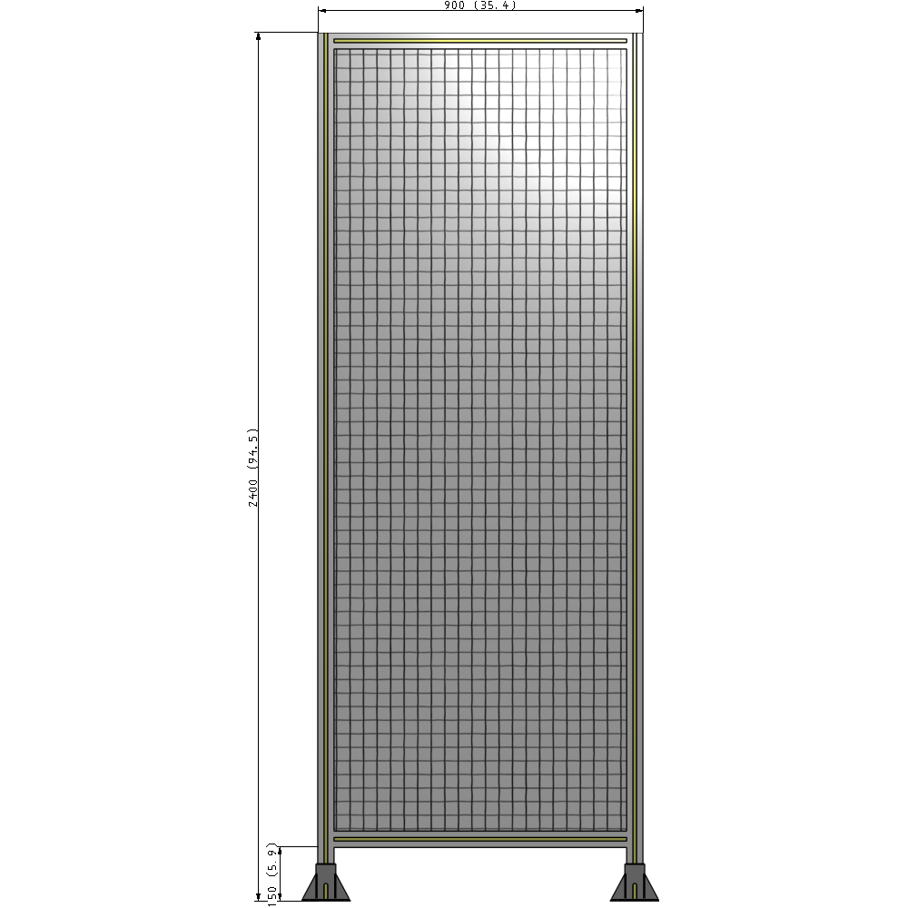 A3-2400-0900-0150-ZYMFK SINGLE PANEL-LEG ON  BOTH SIDES  2400MM X 900MM  1" MESH, AS A KIT