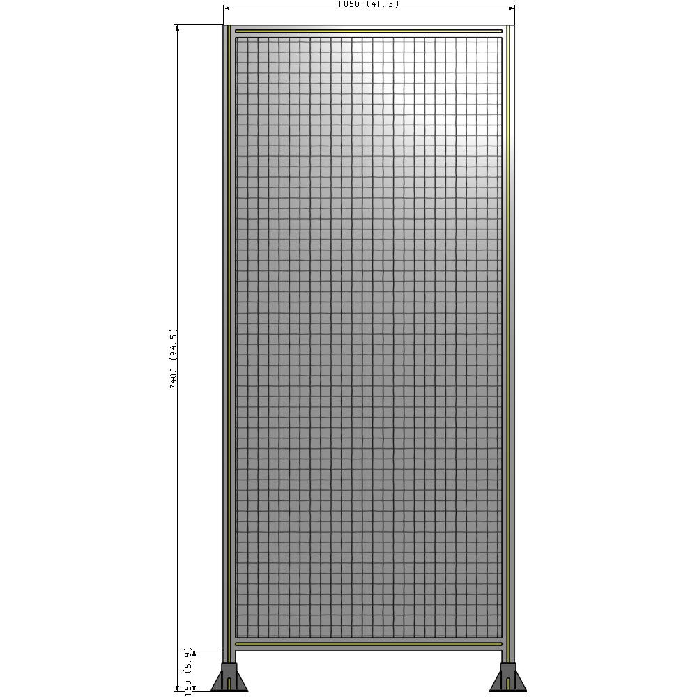 A3-2400-1050-0150-ZYMFA SINGLE PANEL-LEG ON  BOTH SIDES  2400MM X 1050MM  1" MESH, FULLY ASSEMBLED