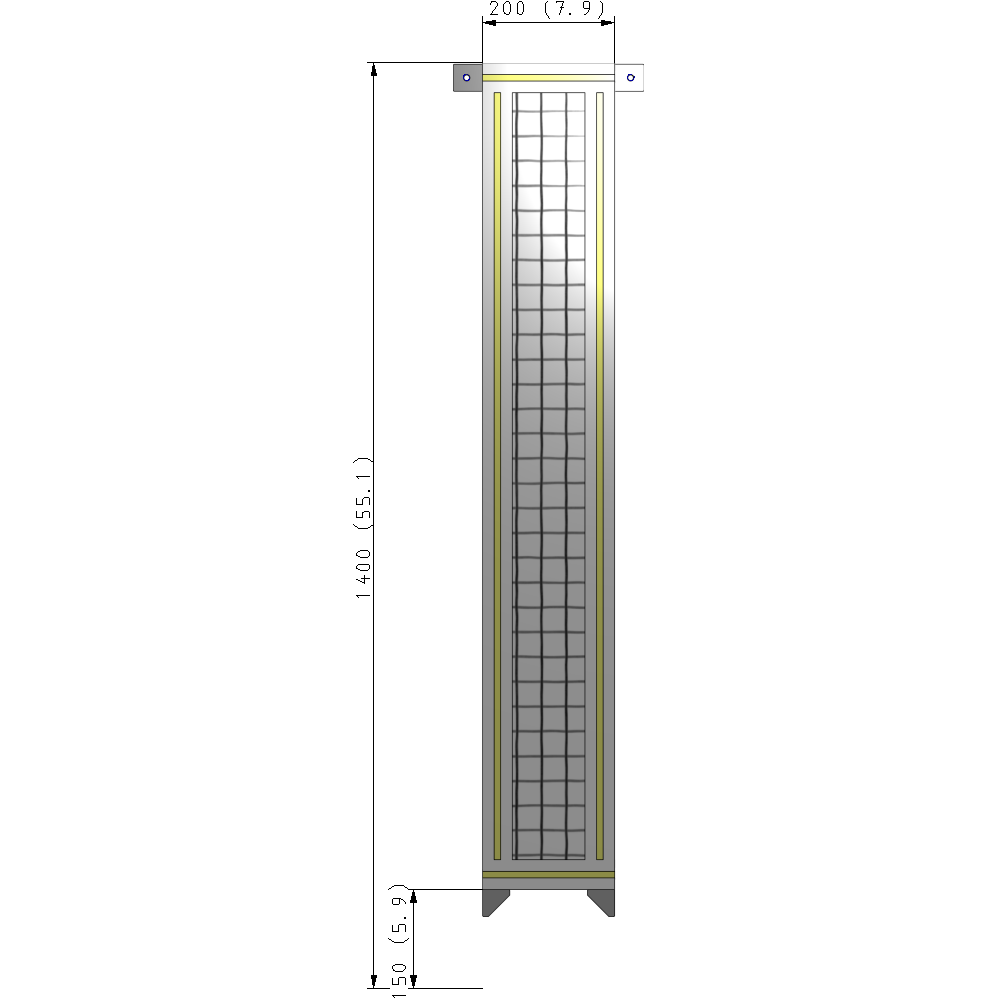 A4-1400-0200-0150-TYMZK SINGLE PANEL-NO LEGS WITH TIE PLATES AND ANGLE 1400MM X 200MM 1" MESH, AS A KIT