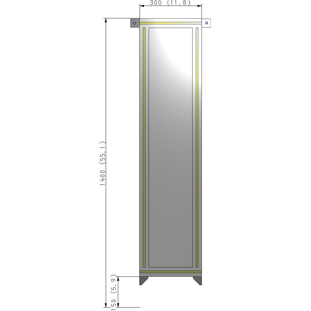 A4-1400-0300-0150-TYPZK SINGLE PANEL-NO LEGS WITH TIE PLATES AND ANGLE 1400MM X 300MM 1/4" POLYCARBONATE, AS A KIT