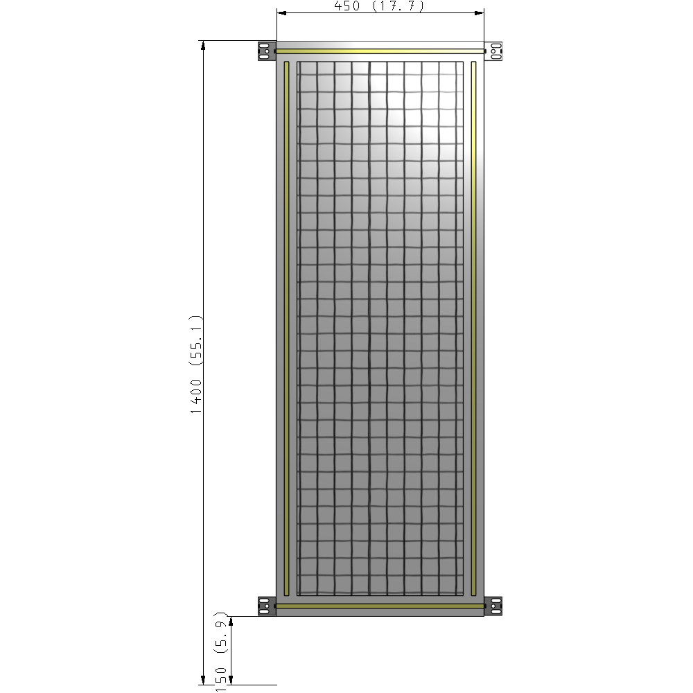 A4-1400-0450-0150-HYMZA SINGLE PANEL-NO LEGS WITH HINGES 1400MM X 450MM 1" MESH, FULLY ASSEMBLED