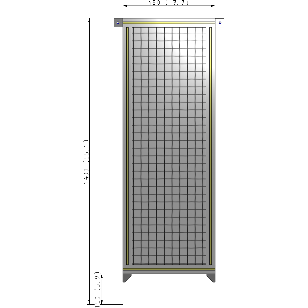 A4-1400-0450-0150-TYMZA SINGLE PANEL-NO LEGS WITH TIE PLATES AND ANGLE 1400MM X 450MM 1" MESH, FULLY ASSEMBLED