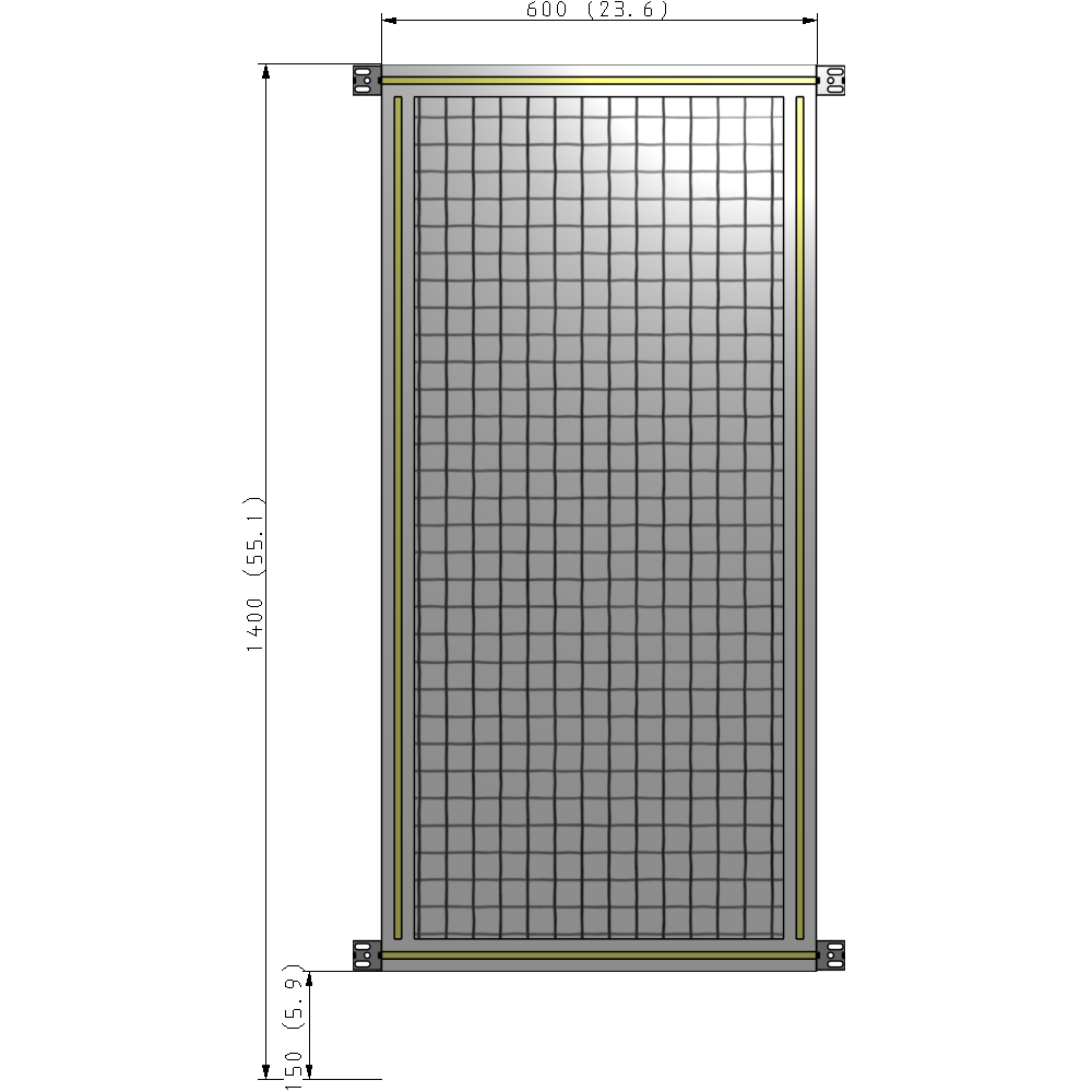 A4-1400-0600-0150-HYMZK SINGLE PANEL-NO LEGS WITH HINGES 1400MM X 600MM 1" MESH, AS A KIT