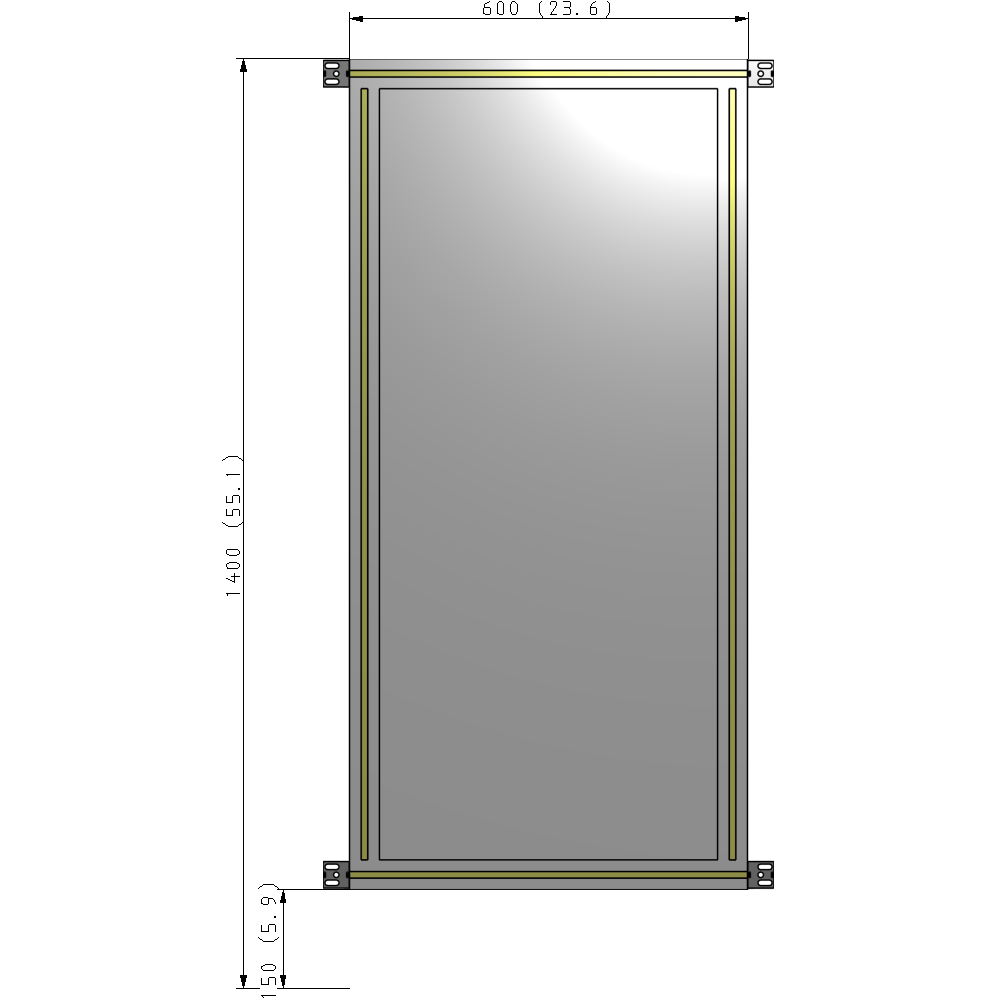 A4-1400-0600-0150-HYPZA SINGLE PANEL-NO LEGS WITH HINGES 1400MM X 600MM 1/4" POLYCARBONATE, ASSEMBLED