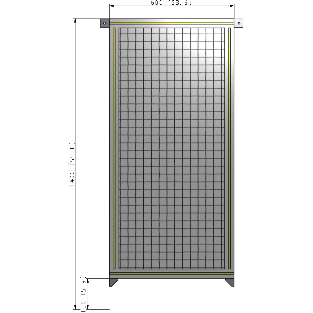 A4-1400-0600-0150-TYMZK SINGLE PANEL-NO LEGS WITH TIE PLATES AND ANGLE 1400MM X 600MM 1" MESH, AS A KIT