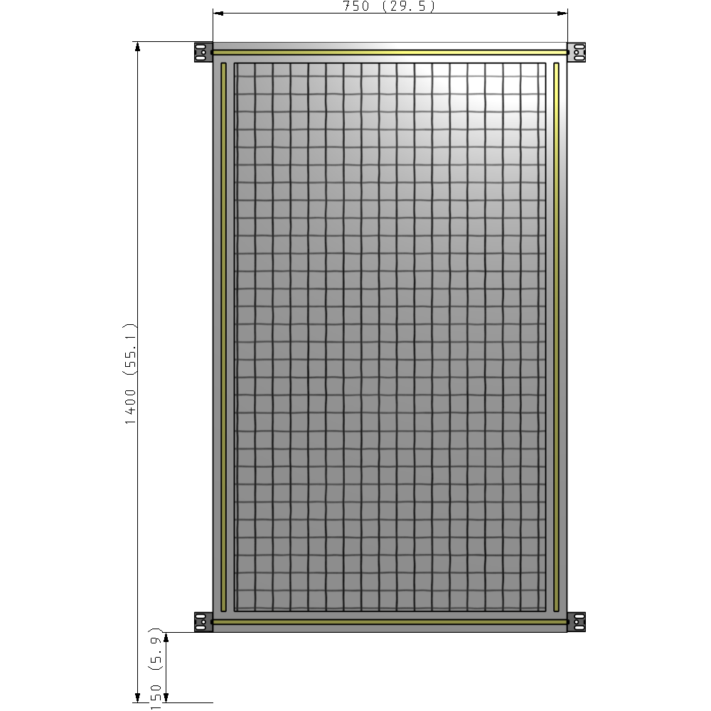 A4-1400-0750-0150-HYMZA SINGLE PANEL-NO LEGS WITH HINGES 1400MM X 750MM 1" MESH, FULLY ASSEMBLED