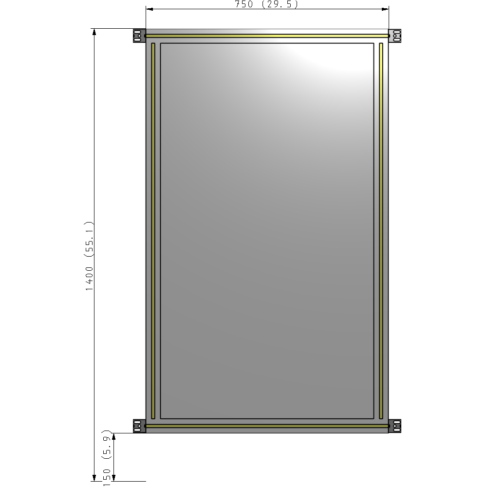 A4-1400-0750-0150-HYPZA SINGLE PANEL-NO LEGS WITH HINGES 1400MM X 750MM 1/4" POLYCARBONATE, ASSEMBLED