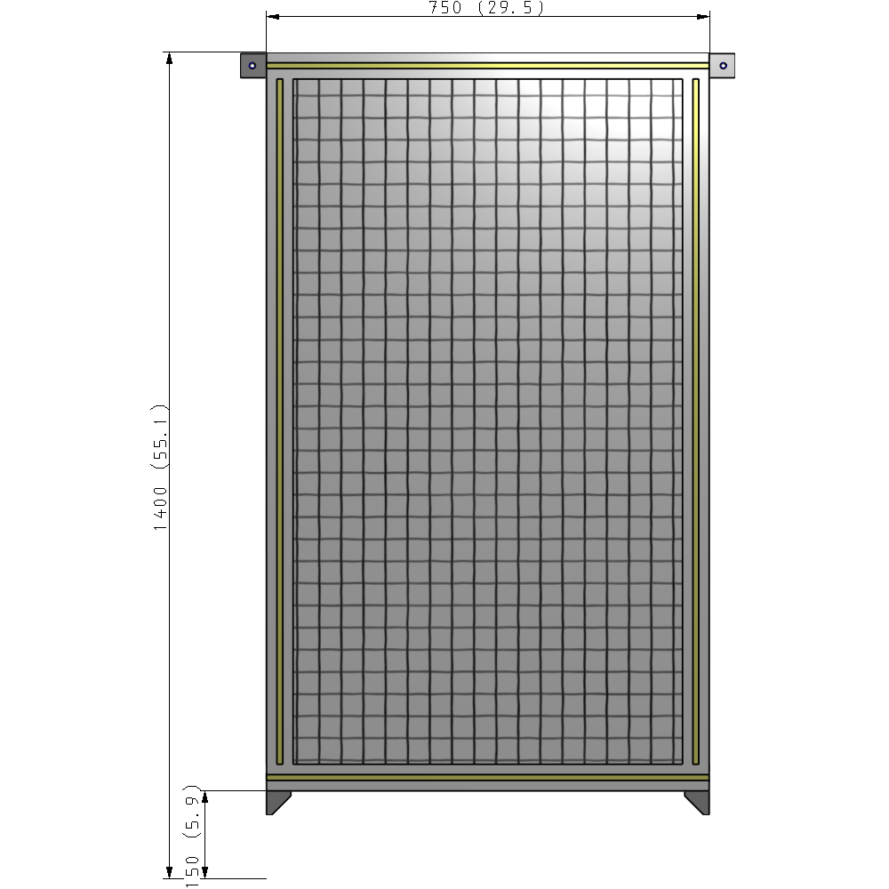 A4-1400-0750-0150-TYMZK SINGLE PANEL-NO LEGS WITH TIE PLATES AND ANGLE 1400MM X 750MM 1" MESH, AS A KIT