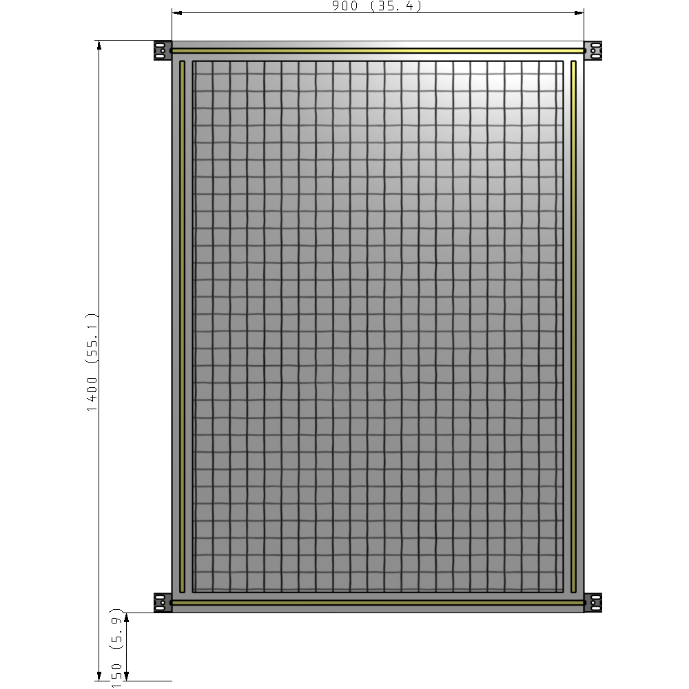 A4-1400-0900-0150-HYMZA SINGLE PANEL-NO LEGS WITH HINGES 1400MM X 900MM 1" MESH, FULLY ASSEMBLED