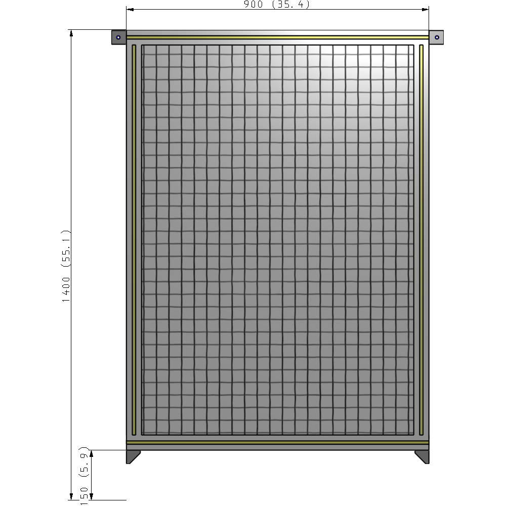 A4-1400-0900-0150-TYMZK SINGLE PANEL-NO LEGS WITH TIE PLATES AND ANGLE 1400MM X 900MM 1" MESH, AS A KIT