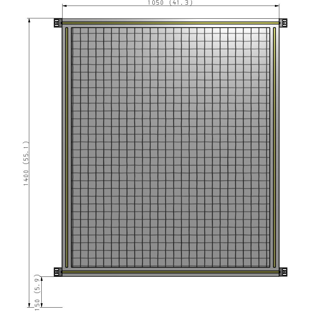 A4-1400-1050-0150-HYMZK SINGLE PANEL-NO LEGS WITH HINGES 1400MM X 1050MM 1" MESH, AS A KIT