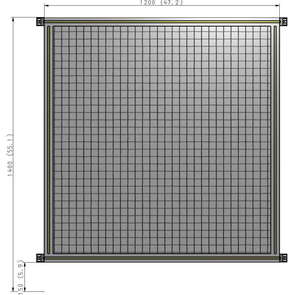 A4-1400-1200-0150-HYMZA SINGLE PANEL-NO LEGS WITH HINGES 1400MM X 1200MM 1" MESH, FULLY ASSEMBLED