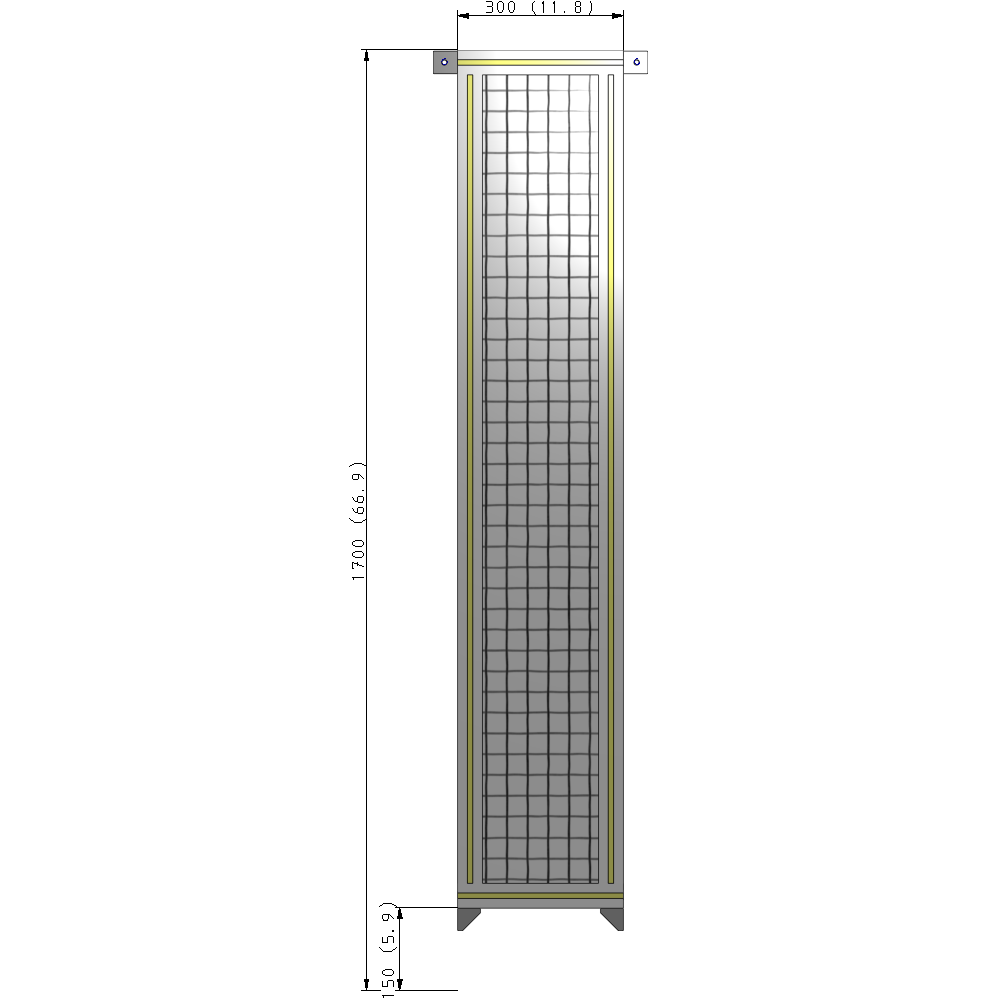 A4-1700-0300-0150-TYMZK SINGLE PANEL-NO LEGS WITH TIE PLATES AND ANGLE 1700MM X 300MM 1" MESH, AS A KIT