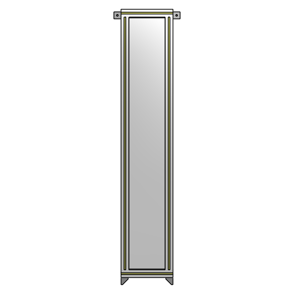 A4-1700-0300-0150-TYPZA SINGLE PANEL-NO LEGS WITH TIE PLATES AND ANGLE 1700MM X 300MM 1/4" POLYCARBONATE, ASSEMBLED