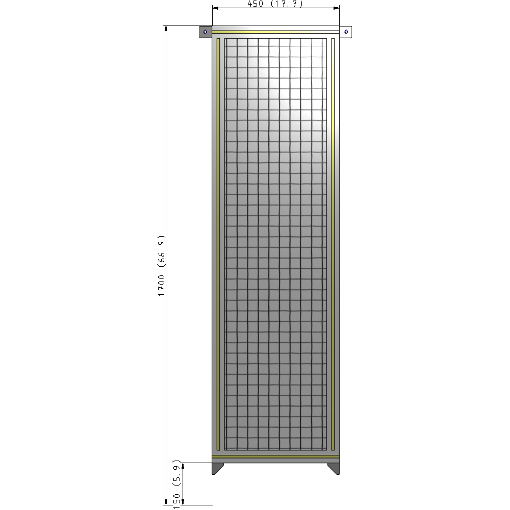 A4-1700-0450-0150-TYMZA SINGLE PANEL-NO LEGS WITH TIE PLATES AND ANGLE 1700MM X 450MM 1" MESH, FULLY ASSEMBLED
