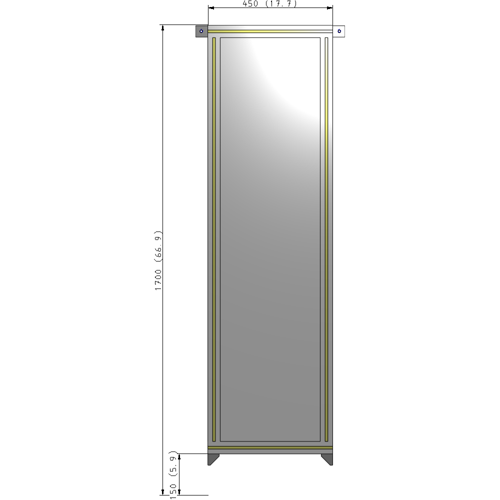 A4-1700-0450-0150-TYPZA SINGLE PANEL-NO LEGS WITH TIE PLATES AND ANGLE 1700MM X 450MM 1/4" POLYCARBONATE, ASSEMBLED