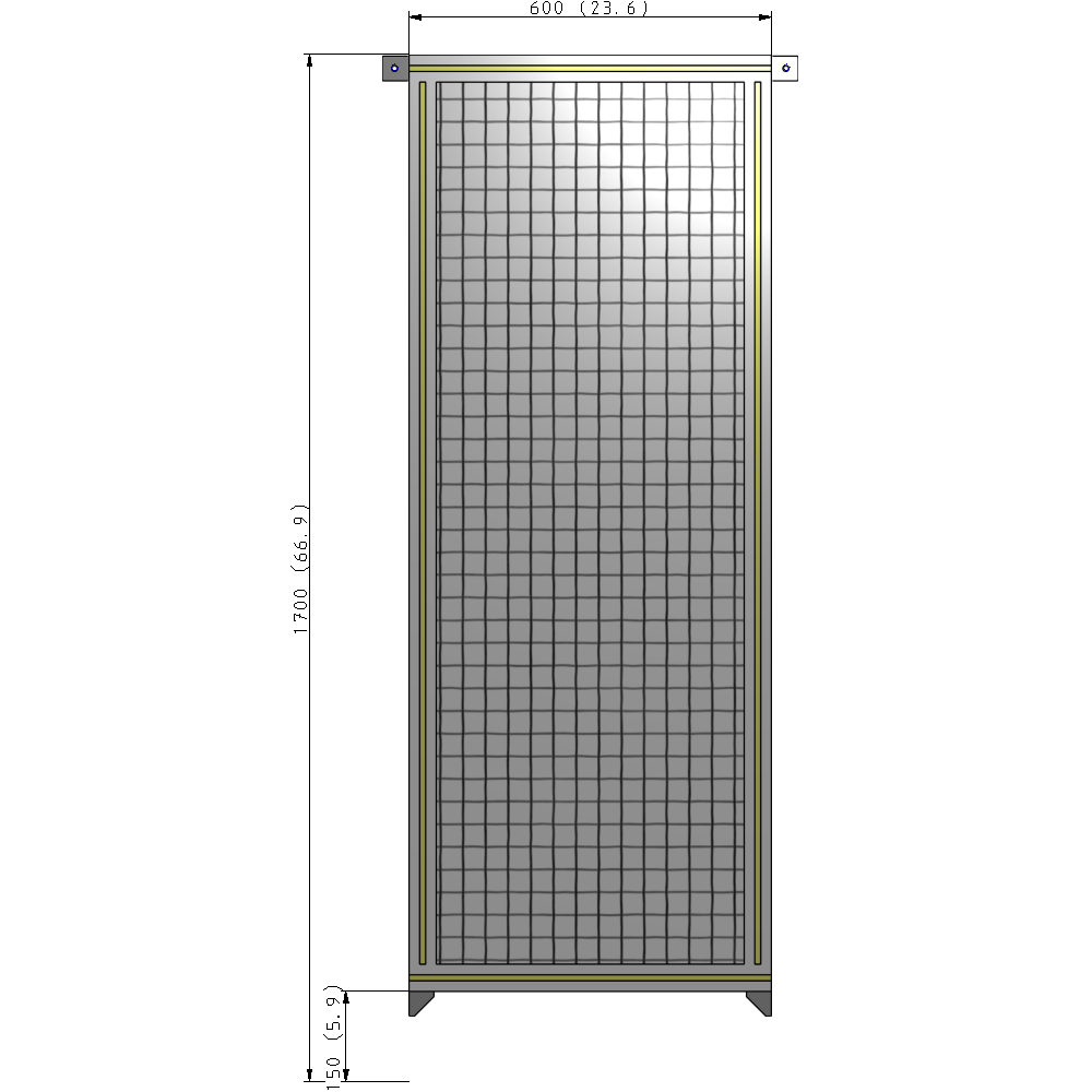 A4-1700-0600-0150-TYMZA SINGLE PANEL-NO LEGS WITH TIE PLATES AND ANGLE 1700MM X 600MM 1" MESH, FULLY ASSEMBLED