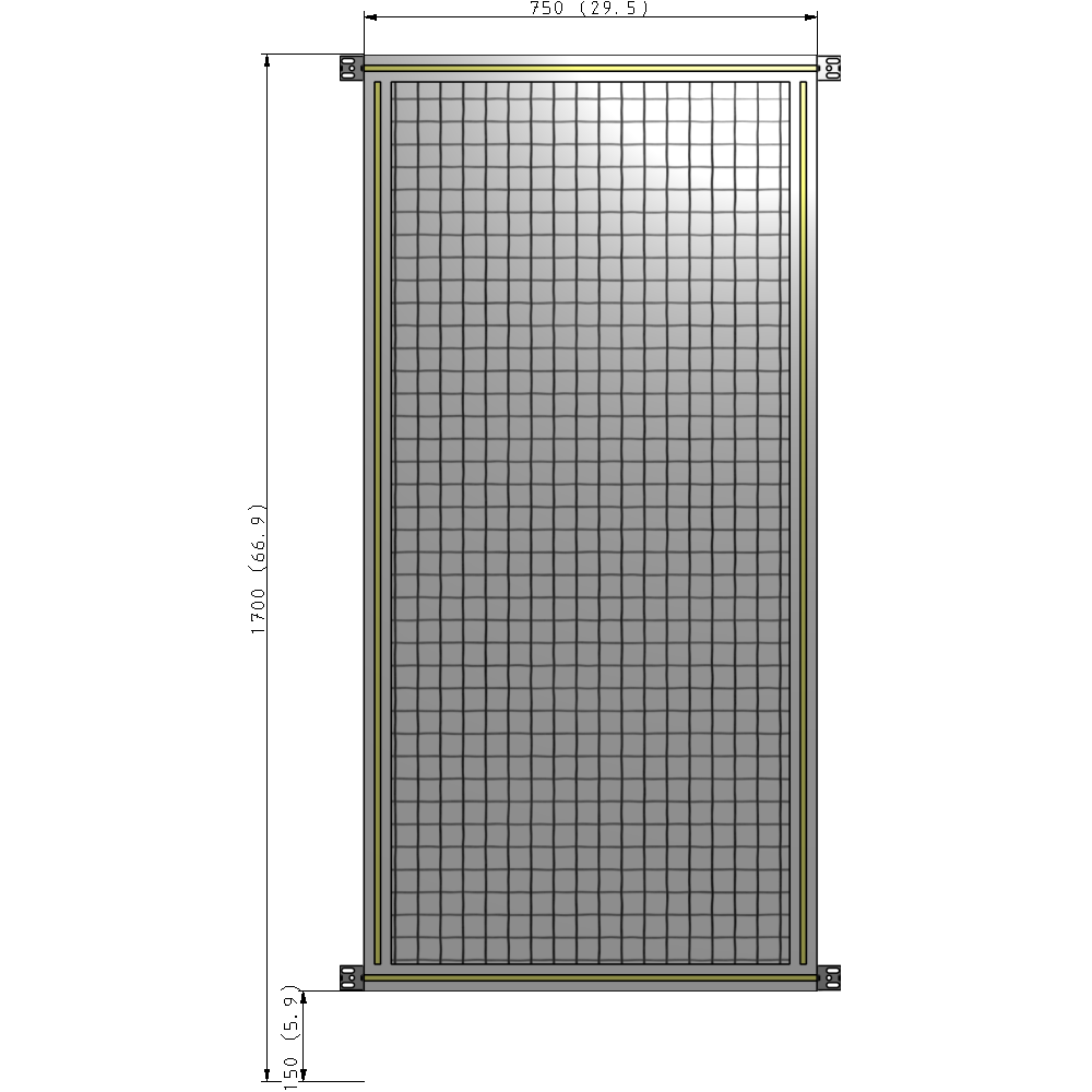 A4-1700-0750-0150-HYMZA SINGLE PANEL-NO LEGS WITH HINGES 1700MM X 750MM  1" MESH, FULLY ASSEMBLED