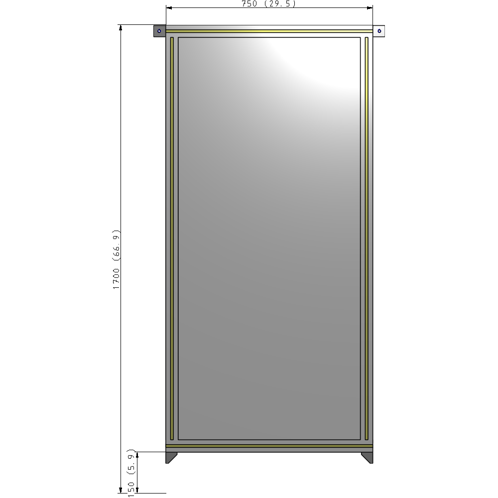 A4-1700-0750-0150-TYPZK SINGLE PANEL-NO LEGS WITH TIE PLATES AND ANGLE 1700MM X 750MM  1/4" POLYCARBONATE, AS A KIT