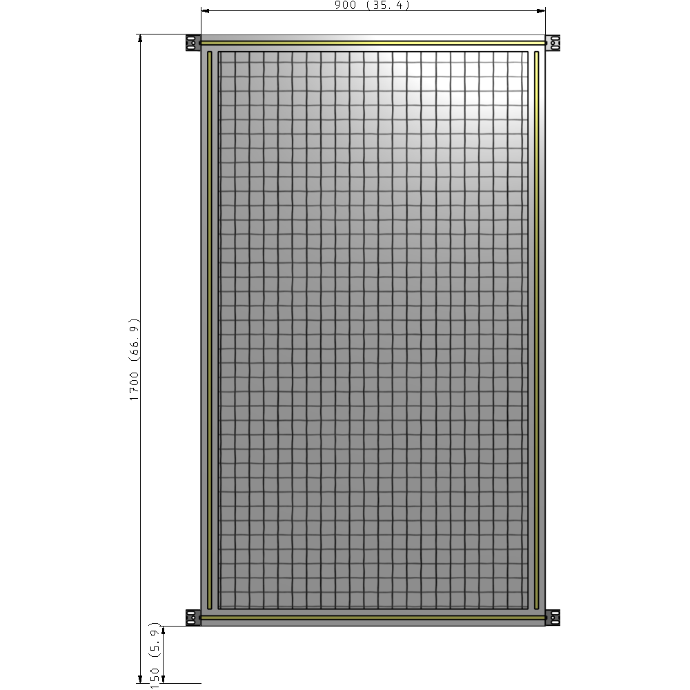 A4-1700-0900-0150-HYMZA SINGLE PANEL-NO LEGS WITH HINGES 1700MM X 900MM 1" MESH, FULLY ASSEMBLED