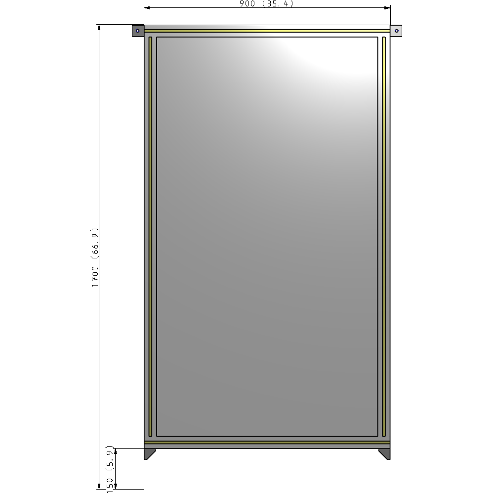 A4-1700-0900-0150-TYPZK SINGLE PANEL-NO LEGS WITH TIE PLATES AND ANGLE 1700MM X 900MM 1/4" POLYCARBONATE, AS A KIT