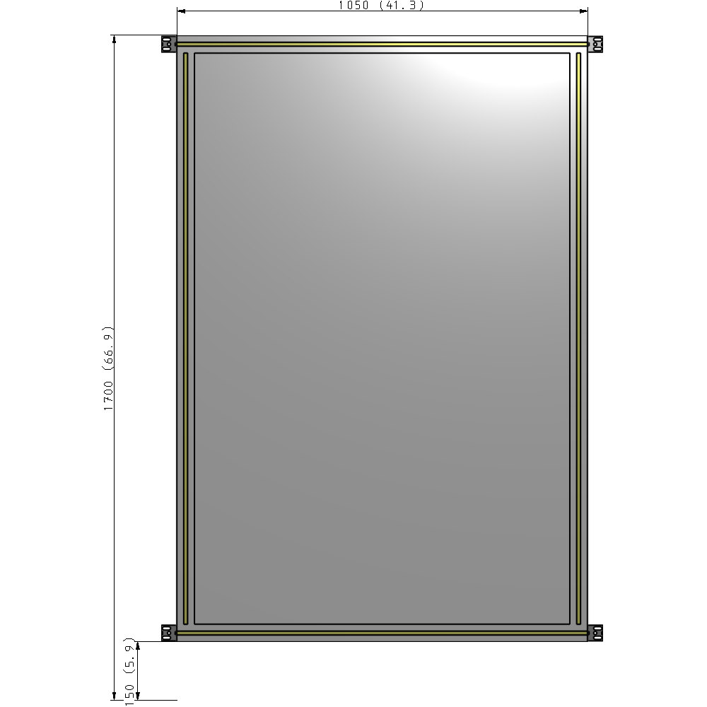 A4-1700-1050-0150-HYPZA SINGLE PANEL-NO LEGS WITH HINGES 1700MM X 1050MM  1/4" POLYCARBONATE, FULLY ASSEMBLED