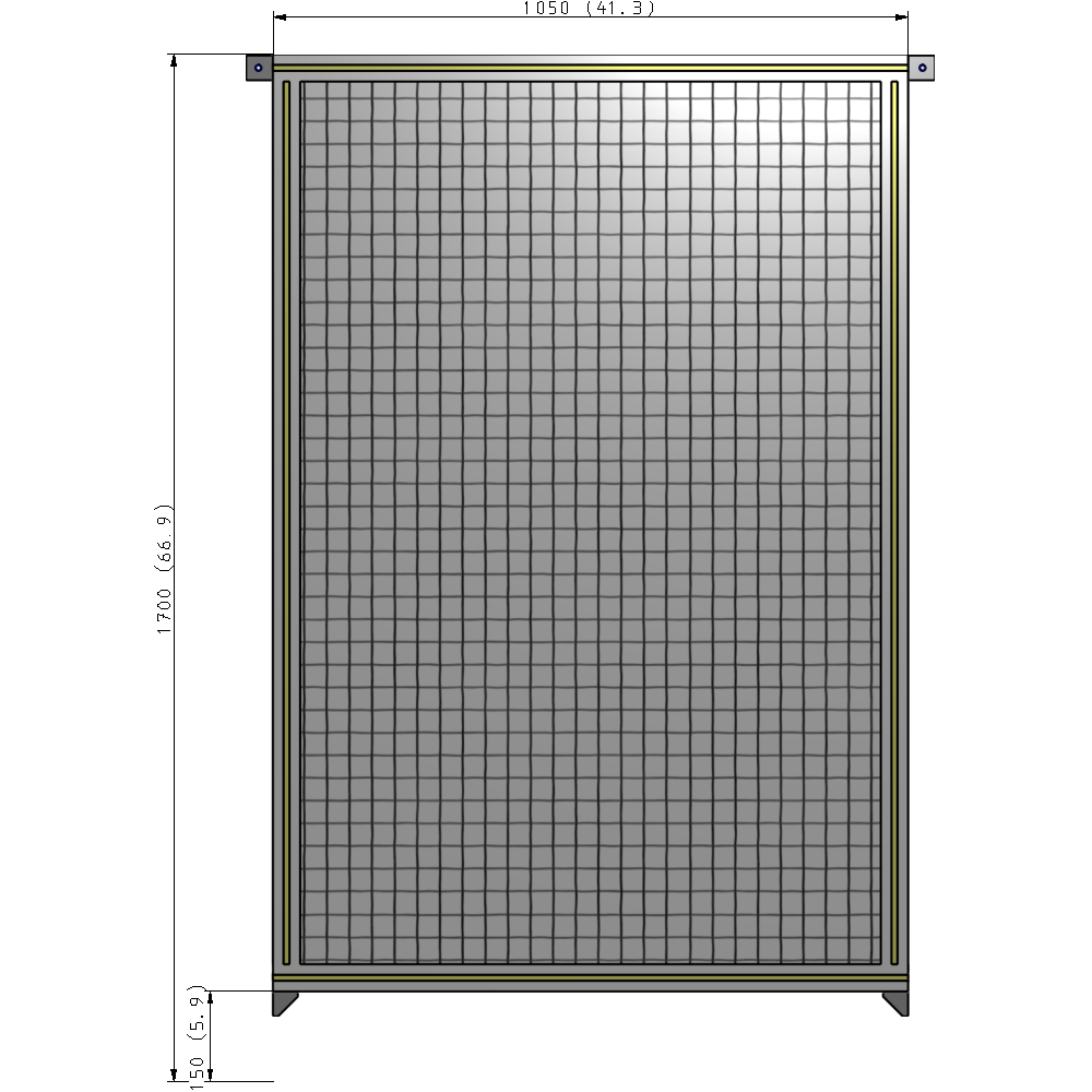 A4-1700-1050-0150-TYMZA SINGLE PANEL-NO LEGS WITH TIE PLATES AND ANGLE 1700MM X 1050MM 1" MESH, FULLY ASSEMBLED