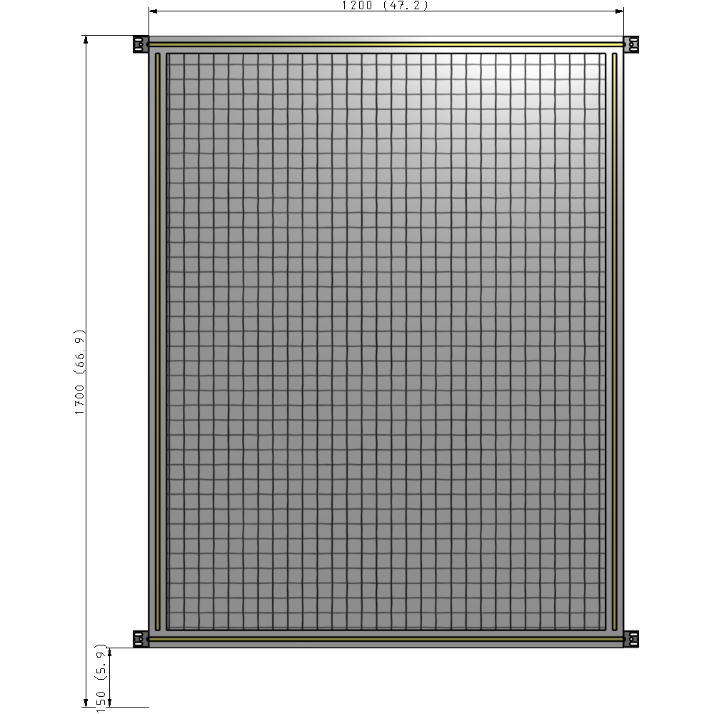A4-1700-1200-0150-HYMZK SINGLE PANEL-NO LEGS WITH HINGES 1700MM X 1200MM  1" MESH, AS A KIT