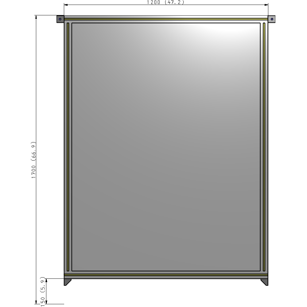 A4-1700-1200-0150-TYPZA SINGLE PANEL-NO LEGS WITH TIE PLATES AND ANGLE 1700MM X 1200MM 1/4" POLYCARBONATE, ASSEMBLED