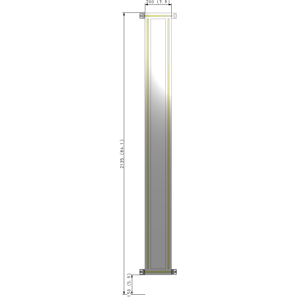 A4-2135-0200-0150-HYPZK SINGLE PANEL-NO LEGS WITH HINGES 2135MM X 200MM  1/4" POLYCARBONATE, AS A KIT
