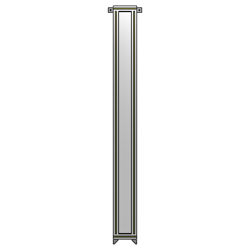 A4-2135-0200-0150-TYPZA SINGLE PANEL-NO LEGS WITH TIE PLATES AND ANGLE 2135MM X 200MM  1/4" POLYCARBONATE, ASSEMBLED
