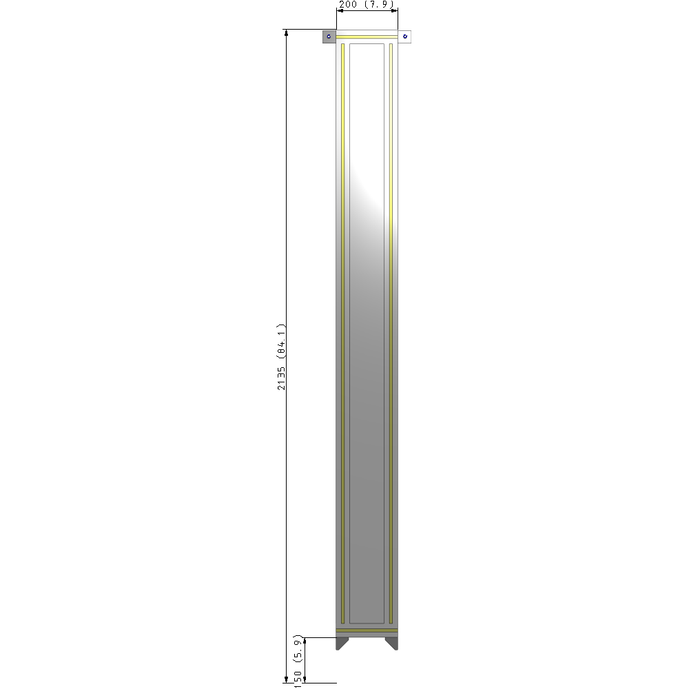 A4-2135-0200-0150-TYPZA SINGLE PANEL-NO LEGS WITH TIE PLATES AND ANGLE 2135MM X 200MM  1/4" POLYCARBONATE, ASSEMBLED