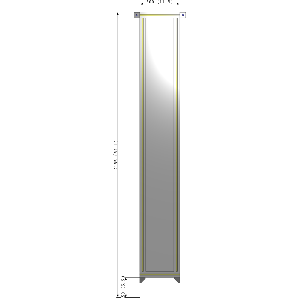 A4-2135-0300-0150-TYPZK SINGLE PANEL-NO LEGS WITH TIE PLATES AND ANGLE 2135MM X 300MM 1/4" POLYCARBONATE, AS A KIT