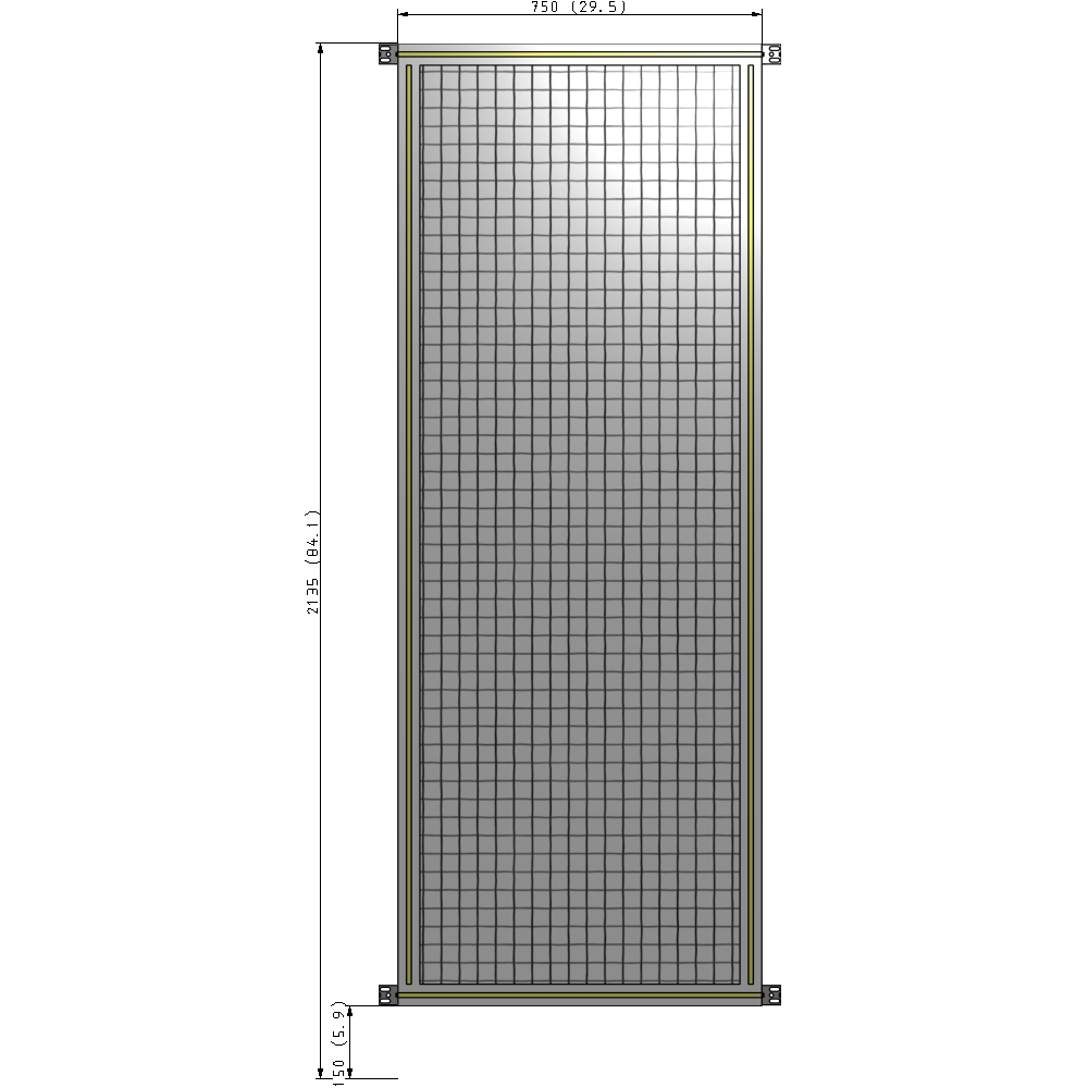 A4-2135-0750-0150-HYMZK SINGLE PANEL-NO LEGS WITH HINGES 2135MM X 750MM  1" MESH, AS A KIT